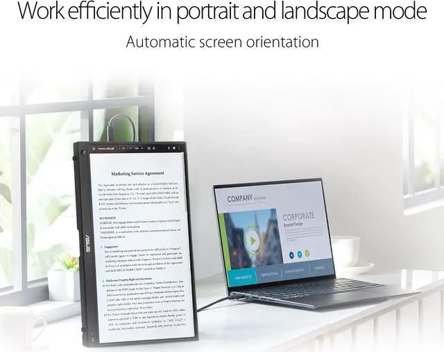 Alt view image 5 of 12 - ASUS ZenScreen Touch Screen 15.6" 1080P Portable USB Monitor (MB16AHT) - Full HD (1920 x 1080), IPS, USB-C, Mini-HDMI, Kickstand, Tripod Mountable, Flicker Free, Blue Light Filter, Protective Sleeve