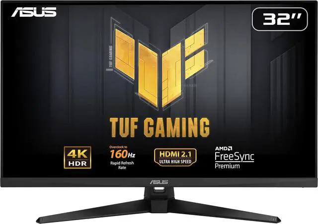 Main image of ASUS TUF Gaming 32" (31.5" viewable) 4K HDR DSC Gaming Monitor (VG32UQA1A) - UHD (3840 x 2160), 160Hz, 1ms, Extreme Low Motion Blur Sync, FreeSync Premium, HDMI2.1, Speakers, 120% sRGB, DisplayHDR 400