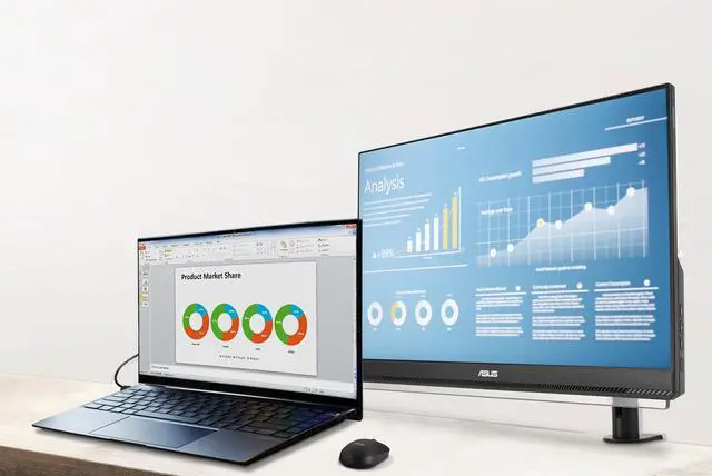 Alt view image 21 of 20 - ASUS ZenScreen 24" (23.8" viewable) 1080P Portable USB-C Monitor (MB249C) - Full HD, IPS, Speakers, Multi-stand Design, Kickstand, C-clamp Arm, Partition Hook, Carrying Handle, Work From Home Monitor