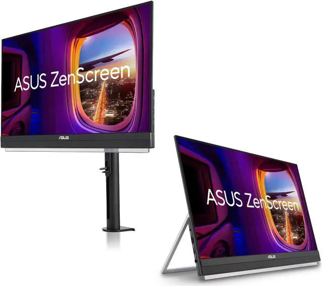 Alt view image 2 of 7 - ASUS ZenScreen 22" (21.5" Viewable) 1080P Portable Monitor (MB229CF) - Full HD, IPS, 100Hz, USB-C PD 60W, Speakers, Carrying Handle, Kickstand, C-clamp Arm, Partition Hook, Subwoofer
