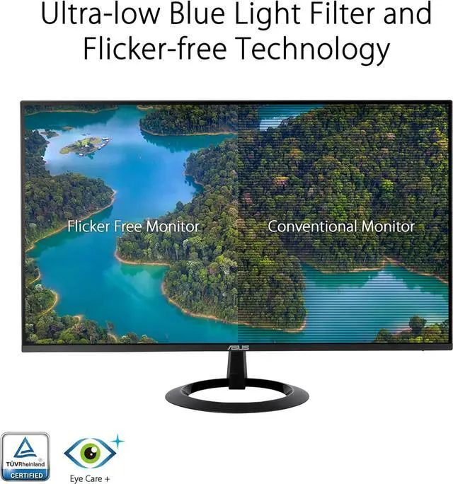 Alt view image 7 of 10 - ASUS 27” (27-inch viewable) Eye Care Monitor (VZ27EHF) - Full HD (1920 x 1080), IPS, 100Hz, 1ms, Frameless, Adaptive-Sync, HDMI, Low Blue Light, Flicker Free, Ultra-Slim Profile, 3 Year Warranty