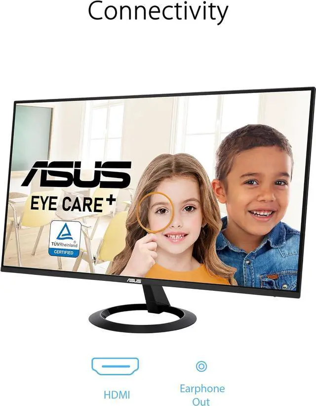 Alt view image 9 of 10 - ASUS 27” (27-inch viewable) Eye Care Monitor (VZ27EHF) - Full HD (1920 x 1080), IPS, 100Hz, 1ms, Frameless, Adaptive-Sync, HDMI, Low Blue Light, Flicker Free, Ultra-Slim Profile, 3 Year Warranty