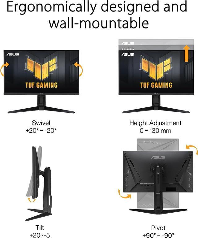 Alt view image 9 of 9 - ASUS TUF Gaming 27” 1440P Monitor (VG27AQL3A) - QHD (2560 x 1440), 180Hz, 1ms, Fast IPS, Extreme Low Motion Blur SYNC, G-SYNC Compatible, Freesync Premium, 130% sRGB, DisplayHDR 400, 3 Year Warranty