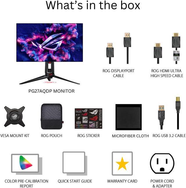 Alt view image 7 of 6 - ASUS ROG Swift OLED 27” 1440P Gaming Monitor (PG27AQDP) - QHD, 480Hz, 0.03ms, G-SYNC Compatible, Custom Heatsink, AI Gaming, DisplayHDR400 True Black, 10-bit, 99% DCI-P3, DisplayWidget