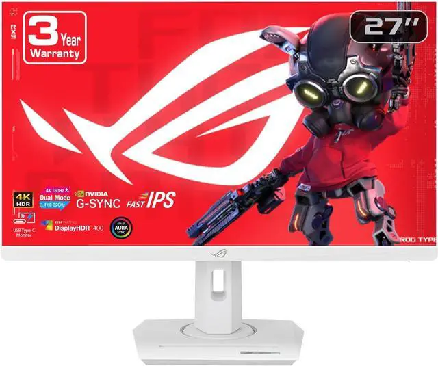 Main image of ASUS ROG Strix 27" 4K HDR USB-C Gaming Monitor XG27UCG-W - White, UHD (3840x2160) Dual mode (4K 160Hz or FHD 320Hz), 1ms, Fast IPS, ELMB Sync, G-SYNC Compatible, AI Gaming