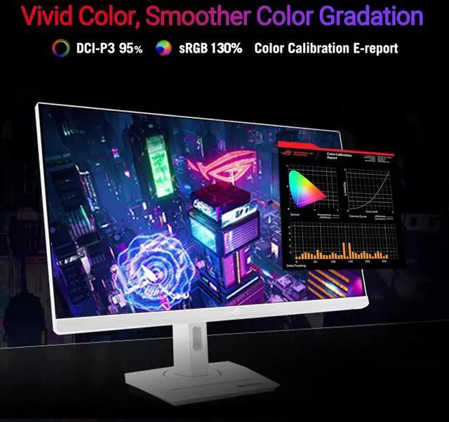 Alt view image 6 of 14 - ASUS ROG Strix 27" 4K HDR USB-C Gaming Monitor XG27UCG-W - White, UHD (3840x2160) Dual mode (4K 160Hz or FHD 320Hz), 1ms, Fast IPS, ELMB Sync, G-SYNC Compatible, AI Gaming