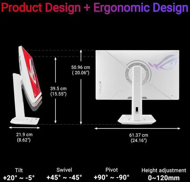 Alt view image 9 of 14 - ASUS ROG Strix 27" 4K HDR USB-C Gaming Monitor XG27UCG-W - White, UHD (3840x2160) Dual mode (4K 160Hz or FHD 320Hz), 1ms, Fast IPS, ELMB Sync, G-SYNC Compatible, AI Gaming