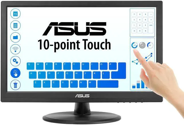 Alt view image 2 of 9 - ASUS 15.6" 1080P Touch Monitor (VT169HE) - Full HD, 10-point Touchscreen, IPS, Wide Viewing Angle, Frameless, Eye Care, Flicker free, Low Blue Light, HDMI, Windows 11 Compliance, VESA Mountable