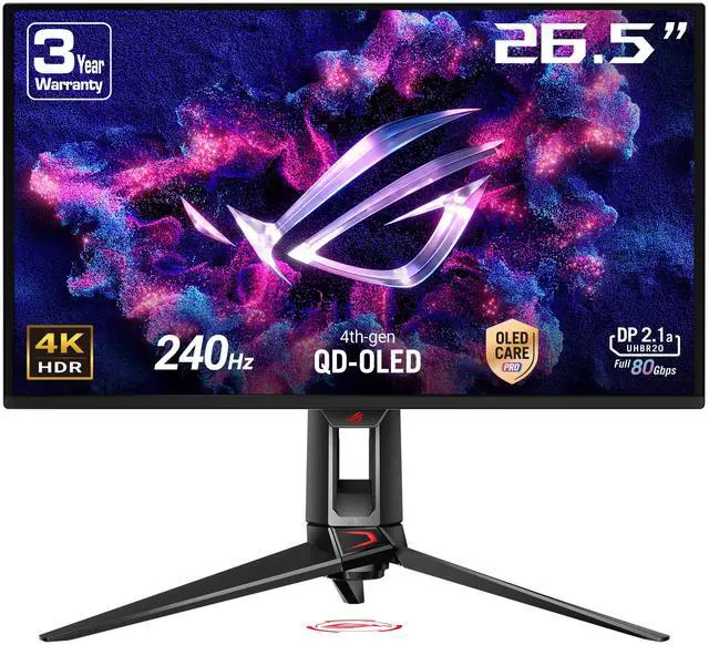 Main image of ASUS ROG Swift 27" UHD 4K 240Hz with FreeSync Premium & G-Sync Compatible 0.03ms HDR400 Semi-Glossy OLED Gaming Computer Monitor with Height Adjustable, Pivot, Swivel & Tilt Stand PG27UCDM
