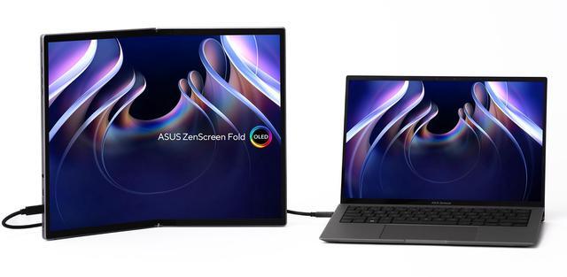Alt view image 6 of 14 - ASUS ZenScreen Fold OLED 17.3" 1440P USB-C Portable Monitor (MQ17QH - QHD (2560x1920), Water-drop Hinge, DisplayHDR500 True Black, 100% DCI-P3, mini-HDMI, Tripod hole, Kickstand, FSC
