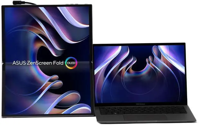 Alt view image 9 of 14 - ASUS ZenScreen Fold OLED 17.3" 1440P USB-C Portable Monitor (MQ17QH - QHD (2560x1920), Water-drop Hinge, DisplayHDR500 True Black, 100% DCI-P3, mini-HDMI, Tripod hole, Kickstand, FSC