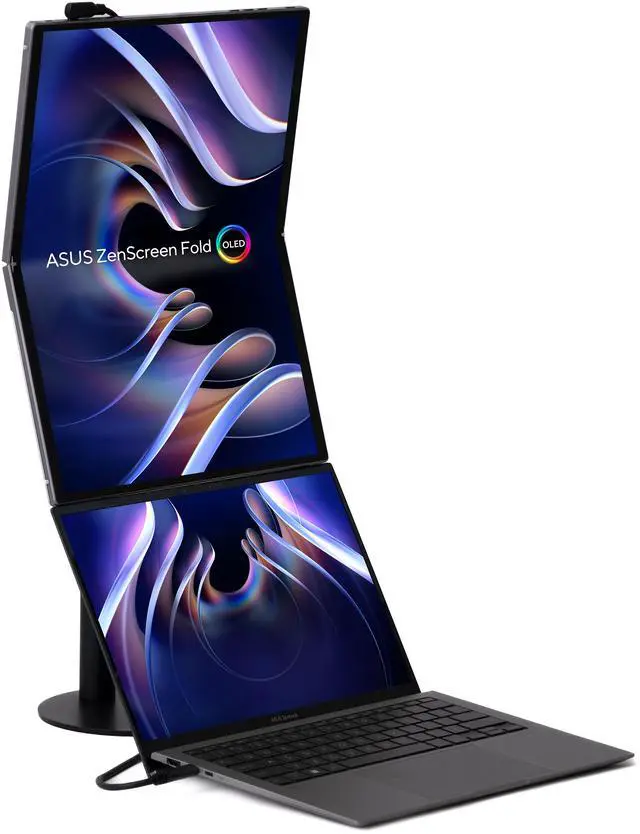 Alt view image 10 of 14 - ASUS ZenScreen Fold OLED 17.3" 1440P USB-C Portable Monitor (MQ17QH - QHD (2560x1920), Water-drop Hinge, DisplayHDR500 True Black, 100% DCI-P3, mini-HDMI, Tripod hole, Kickstand, FSC