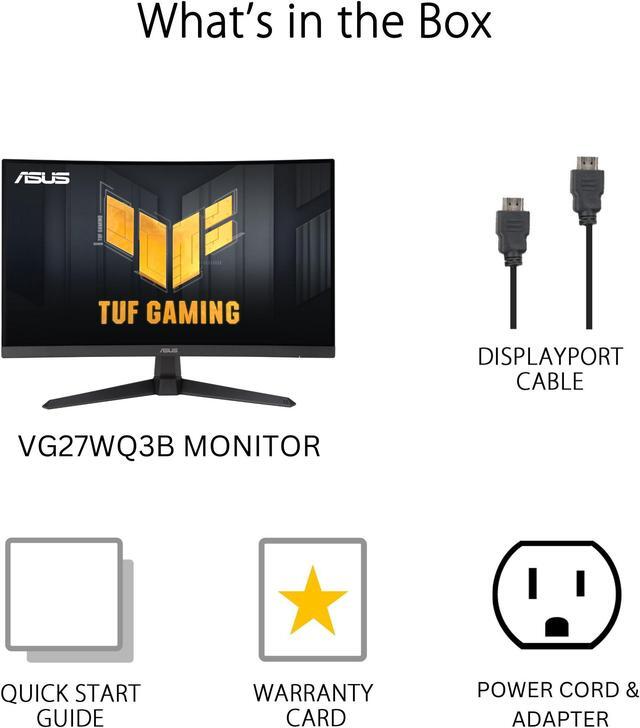 Alt view image 6 of 9 - ASUS TUF Gaming 27" 1440P Curved HDR Gaming Monitor (VG27WQ3B) - QHD (2560 x 1440), 180Hz, 0.5ms, 1500R, Extreme Low Motion Blur, FreeSync, 90% DCI-P3, Shadow Boost, DisplayWidget