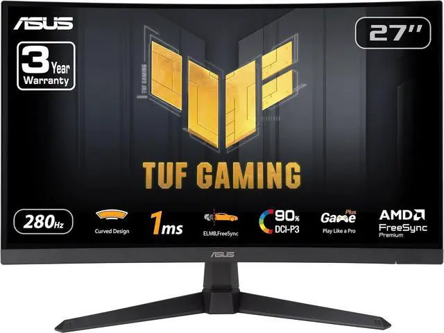 Main image of ASUS TUF Gaming 27” 1080P Curved Monitor (VG27VQM1B) – Full HD, 1500R, 280Hz, 1ms, Extreme Low Motion Blur, FreeSync Premium, Shadow Boost, Eye Care, 90% DCI-P3, DisplayWidget Center, 3 yr Warranty