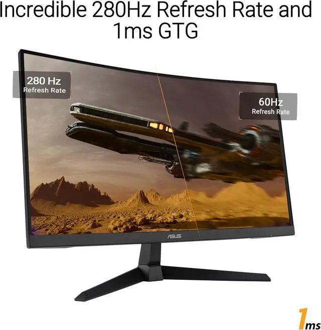 Alt view image 3 of 8 - ASUS TUF Gaming 27” 1080P Curved Monitor (VG27VQM1B) – Full HD, 1500R, 280Hz, 1ms, Extreme Low Motion Blur, FreeSync Premium, Shadow Boost, Eye Care, 90% DCI-P3, DisplayWidget Center, 3 yr Warranty