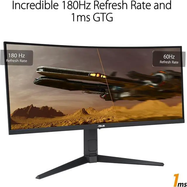 Alt view image 3 of 7 - ASUS TUF Gaming 34” 1440P 1500R Curved Monitor (VG34VQL3A) - QHD (3440 x 1440), 180Hz, 1ms, Extreme Low Motion Blur, Freesync Premium Pro, 125% sRGB, DisplayHDR 400, Height Adjustable, 3 year warranty