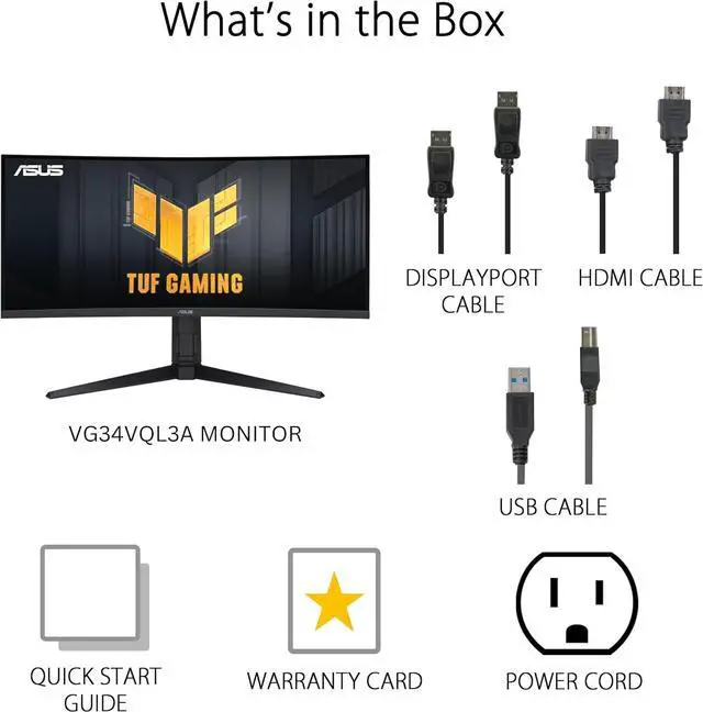 Alt view image 7 of 7 - ASUS TUF Gaming 34” 1440P 1500R Curved Monitor (VG34VQL3A) - QHD (3440 x 1440), 180Hz, 1ms, Extreme Low Motion Blur, Freesync Premium Pro, 125% sRGB, DisplayHDR 400, Height Adjustable, 3 year warranty