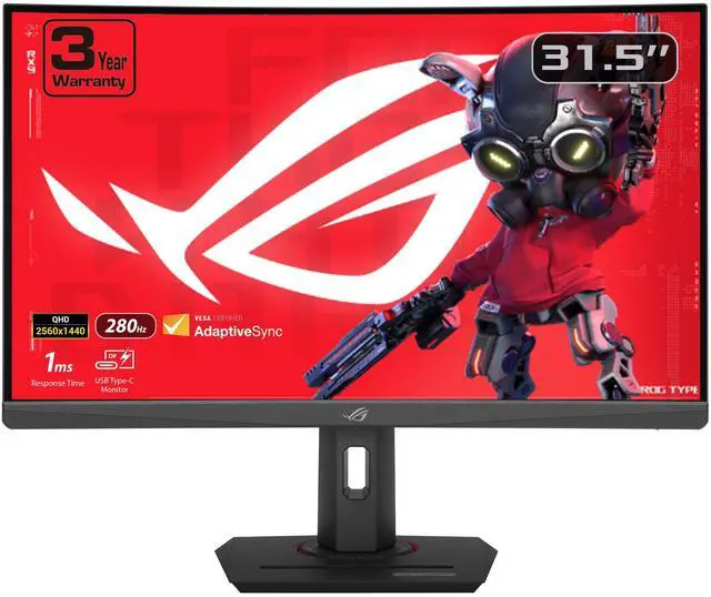 Main image of ASUS ROG Strix 32" 1440P USB-C Curved HDR400 Gaming Monitor (XG32WCMS) - QHD (2560x1440), 280Hz, 1ms, Fast VA, Extreme Low Motion Blur Sync, DisplayWidget, Tripod Socket, AI Gaming