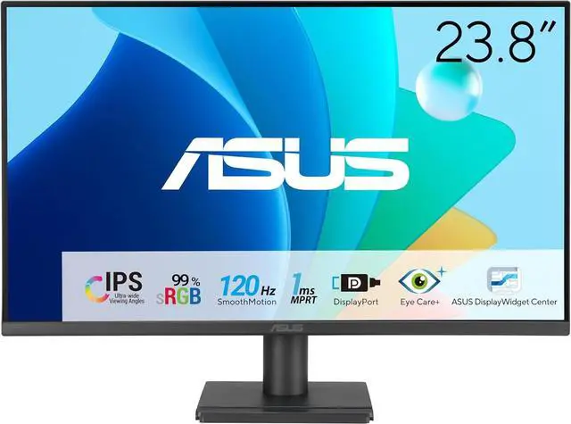 Main image of ASUS 24” 1080P Eye Care Monitor (VA249QG) - IPS, Full HD, 99% sRGB, Frameless, 120Hz, Adaptive-Sync, 1ms, Speakers, HDMI, DisplayPort, VGA, Low Blue Light, Flicker Free, Wall Mountable, 3 yr warranty