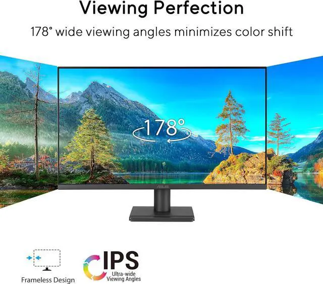 Alt view image 5 of 15 - ASUS 24” 1080P Eye Care Monitor (VA249QG) - IPS, Full HD, 99% sRGB, Frameless, 120Hz, Adaptive-Sync, 1ms, Speakers, HDMI, DisplayPort, VGA, Low Blue Light, Flicker Free, Wall Mountable, 3 yr warranty