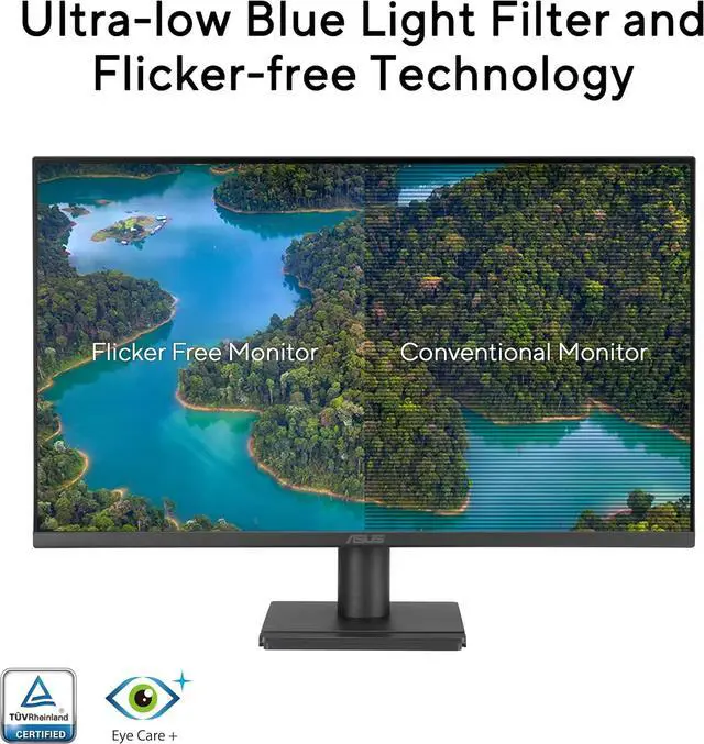 Alt view image 8 of 15 - ASUS 24” 1080P Eye Care Monitor (VA249QG) - IPS, Full HD, 99% sRGB, Frameless, 120Hz, Adaptive-Sync, 1ms, Speakers, HDMI, DisplayPort, VGA, Low Blue Light, Flicker Free, Wall Mountable, 3 yr warranty