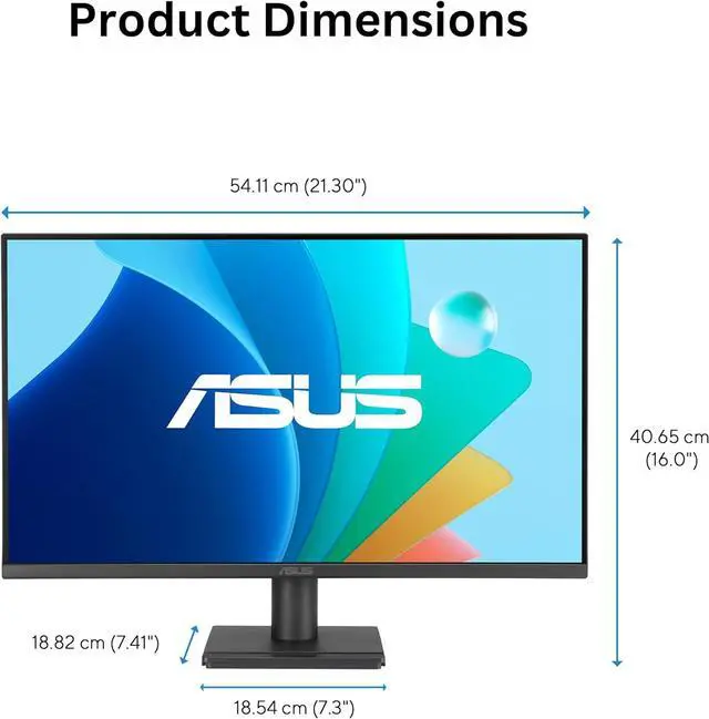 Alt view image 11 of 15 - ASUS 24” 1080P Eye Care Monitor (VA249QG) - IPS, Full HD, 99% sRGB, Frameless, 120Hz, Adaptive-Sync, 1ms, Speakers, HDMI, DisplayPort, VGA, Low Blue Light, Flicker Free, Wall Mountable, 3 yr warranty