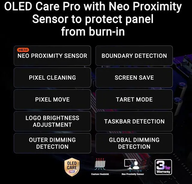 Alt view image 7 of 16 - ASUS ROG Strix 27" 4K QD-OLED Gaming Monitor (XG27UCDMG) - 240Hz, 0.03ms, OLED Anti-Flicker 2.0, Custom Heatsink, OLED Care Pro, Neo Proximity Sensor, 99% DCI-P3, True 10-bit color