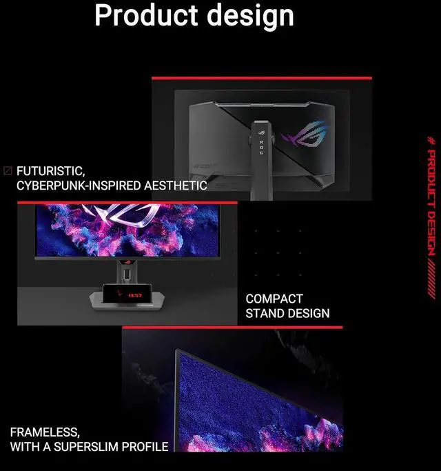 Alt view image 10 of 16 - ASUS ROG Strix 27" 4K QD-OLED Gaming Monitor (XG27UCDMG) - 240Hz, 0.03ms, OLED Anti-Flicker 2.0, Custom Heatsink, OLED Care Pro, Neo Proximity Sensor, 99% DCI-P3, True 10-bit color