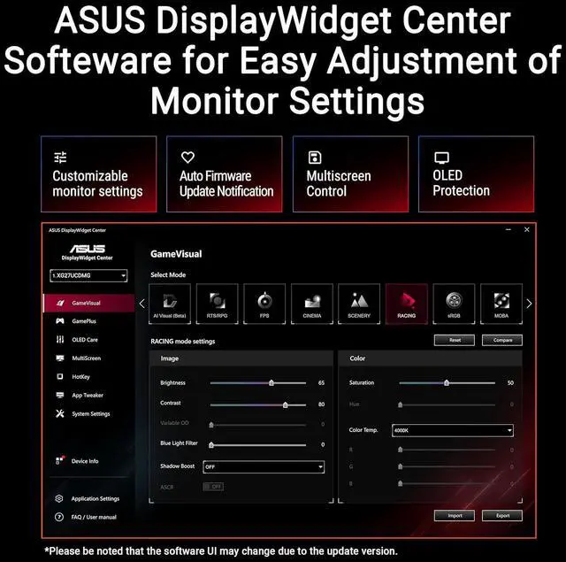 Alt view image 11 of 16 - ASUS ROG Strix 27" 4K QD-OLED Gaming Monitor (XG27UCDMG) - 240Hz, 0.03ms, OLED Anti-Flicker 2.0, Custom Heatsink, OLED Care Pro, Neo Proximity Sensor, 99% DCI-P3, True 10-bit color