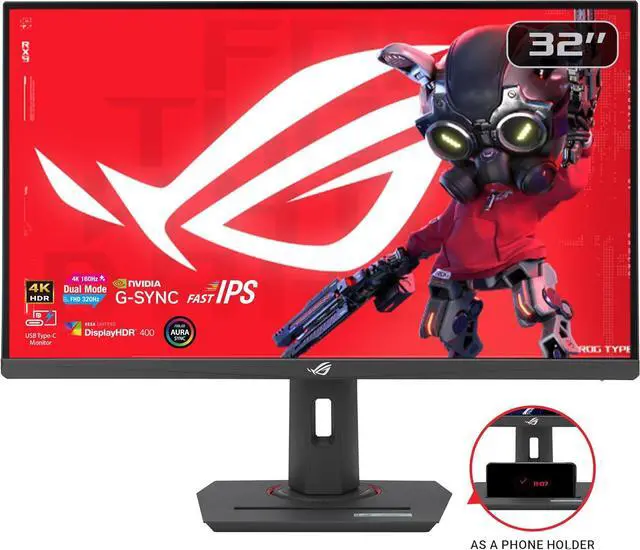 Main image of ASUS ROG Strix 32" 4K HDR Gaming Monitor (XG32UCG) - 3840x2160, Dual mode (4K 160Hz/FHD 320Hz), 0.3ms, Fast IPS, Extreme Low Motion Blur Sync, USB-C, G-SYNC Compatible, Tripod socket