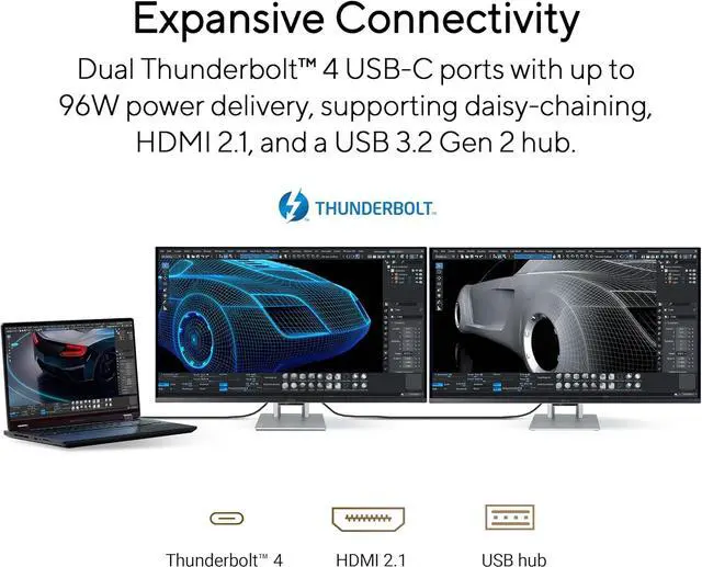 Alt view image 11 of 20 - ASUS ProArt Display 32” 3840 x 2160(4K) HDR QD-OLED Professional Monitor (PA32UCDM) - UHD, Ultra-slim, 240Hz, 0.1ms, Auto Calibration, Dolby Vision, 99% DCI-P3,Delta<1, Dual Thunderbolt 4, Calman Ready