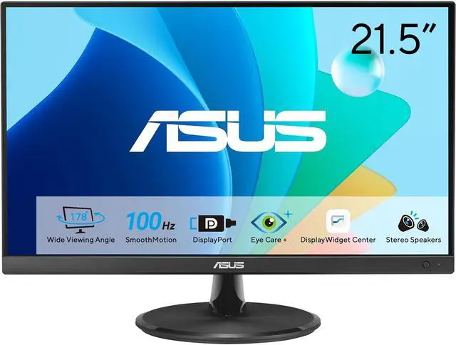 Main image of ASUS 22” Eye Care Monitor (VP229QF) – 100Hz, IPS, Full HD 1920 x 1080, 99% sRGB, Frameless, Adaptive-Sync, DisplayPort, HDMI, Low Blue Light, Flicker Free, Wall Mountable, 3 yr warranty