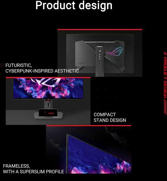 Alt view image 10 of 19 - ASUS ROG Strix OLED XG27AQDMGZ gaming monitor 27" 1440p glossy WOLED panel, 240 Hz, 0.03 ms, custom heatsink, OLED Anti-flicker, ASUS OLED Care,99% DCI-P3, and DisplayWidget Center