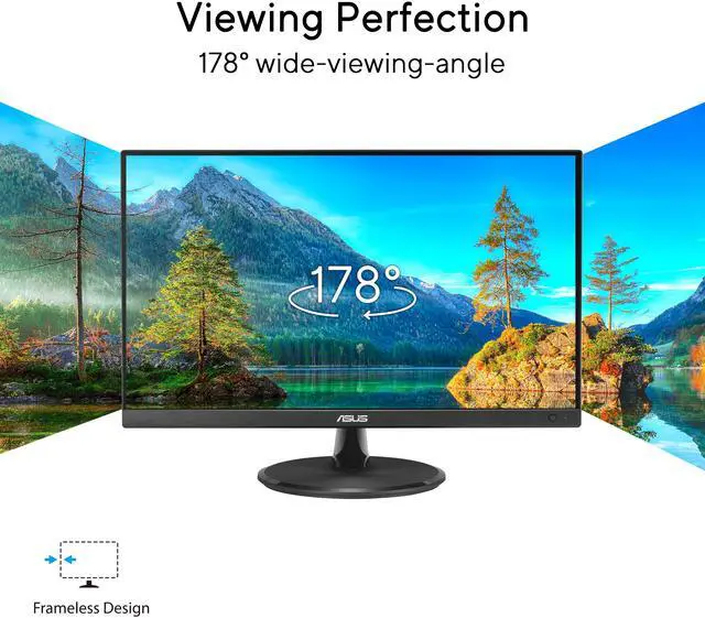 Alt view image 4 of 13 - ASUS VP227HF Eye Care Gaming Monitor – 22" (21.45-inch viewable), Full HD, 99% sRGB, Frameless, 100Hz, Adaptive-Sync, 1ms MPRT, HDMI, Low Blue Light, Flicker Free, Wall Mountable