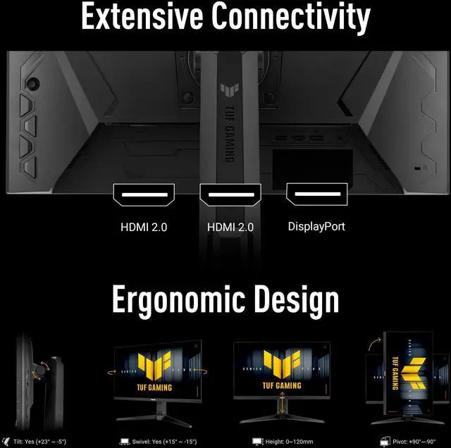Alt view image 11 of 15 - ASUS TUF Gaming Series 5 - VG259QMRL5A Gaming Monitor – 24.5-inch Full HD Fast-IPS panel, 310Hz(OC), 0.3ms, G-SYNC® compatible AMD FreeSync™ Premium, ELMB SYNC, VESA DisplayHDR™ 400, 99% sRGB