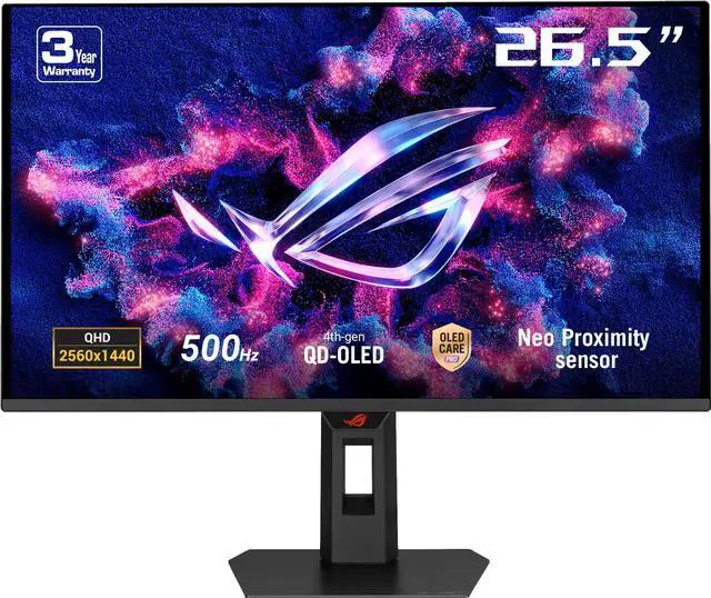 Main image of ASUS  ROG Strix 27" 2K QD-OLED 500Hz 0.03ms Gaming Monitor with G-SYNC/FreeSync and HDR (HDMI, DisplayPort) - Black, XG27AQDPG