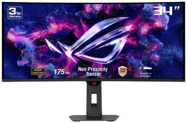 Main image of ASUS ROG Strix 34" Ultrawide OLED HDR Gaming Monitor (XG34WCDG) - 3440x1440, 175Hz, 0.03ms, OLED Care Pro, True 10-bit, G-SYNC Compatible, DisplayWidget, Extreme Low Motion Blur