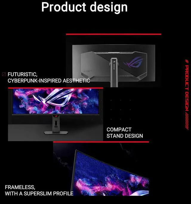 Alt view image 7 of 10 - ASUS ROG Strix 34" Ultrawide OLED HDR Gaming Monitor (XG34WCDG) - 3440x1440, 175Hz, 0.03ms, OLED Care Pro, True 10-bit, G-SYNC Compatible, DisplayWidget, Extreme Low Motion Blur