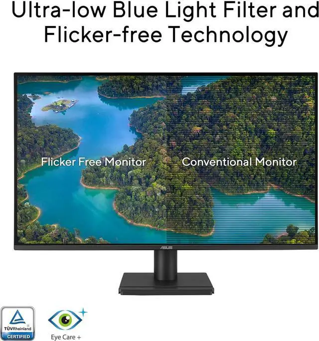 Alt view image 6 of 16 - ASUS 27” 1440P Eye Care Monitor (VA27AQ) - IPS, QHD (2560 x 1440), 99% sRGB, Frameless, HDMI, DisplayPort, VGA, 1ms, Speakers,?Low Blue Light, Flicker Free, VESA Wall Mountable, 3 yr Warranty