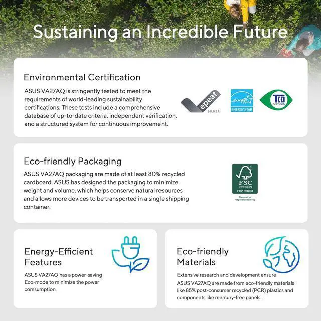 Alt view image 11 of 16 - ASUS 27” 1440P Eye Care Monitor (VA27AQ) - IPS, QHD (2560 x 1440), 99% sRGB, Frameless, HDMI, DisplayPort, VGA, 1ms, Speakers,?Low Blue Light, Flicker Free, VESA Wall Mountable, 3 yr Warranty