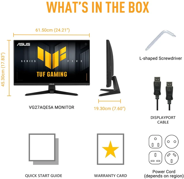 Alt view image 13 of 13 - ASUS TUF Gaming Series 5 27” 1440P Monitor (VG27AQE5A) - QHD (2560 x 1440), 165Hz, Fast IPS, Extreme Low Motion Blur, 0.3ms, Speaker, 120% sRGB, DisplayWidget, 3 yr warranty