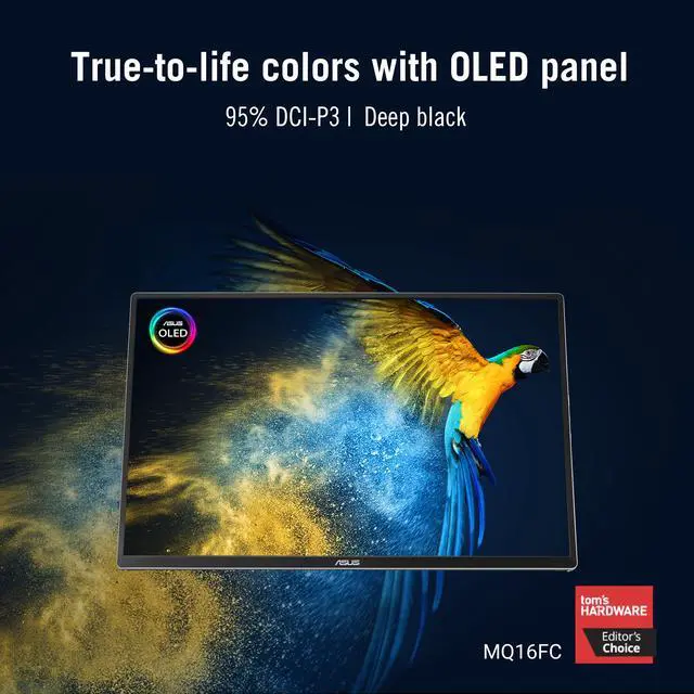 Alt view image 8 of 13 - ASUS Zenscreen 16 inch 60Hz USB-C OLED Portable Computer Monitor MQ16FC)