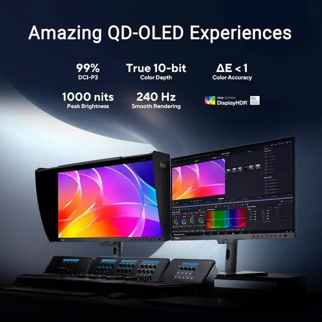 Alt view image 12 of 13 - ASUS ProArt Display OLED 27" Professional Monitor (PA27USD) - 26.5" 4K UHD QD OLED, 99% DCI P3, Delta E<1, 240Hz, Self Calibration, HDR 10/HLG/Dolby Vision, 12G SDI, Thunderbolt 4