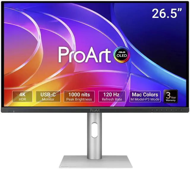 Main image of ASUS ProArt Display 27" 4K OLED USB-C Professional Monitor (PA279CDV) - QD-OLED, 120Hz, HDR10, 99% DCI-P3, ?E < 1.5, Calman Verified, USB-C (96W PD), Auto KVM, Ergonomic Stand, Mac