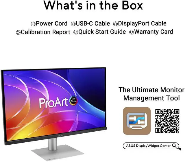 Alt view image 10 of 20 - ASUS ProArt Display 27" 4K OLED USB-C Professional Monitor (PA279CDV) - QD-OLED, 120Hz, HDR10, 99% DCI-P3, ?E < 1.5, Calman Verified, USB-C (96W PD), Auto KVM, Ergonomic Stand, Mac