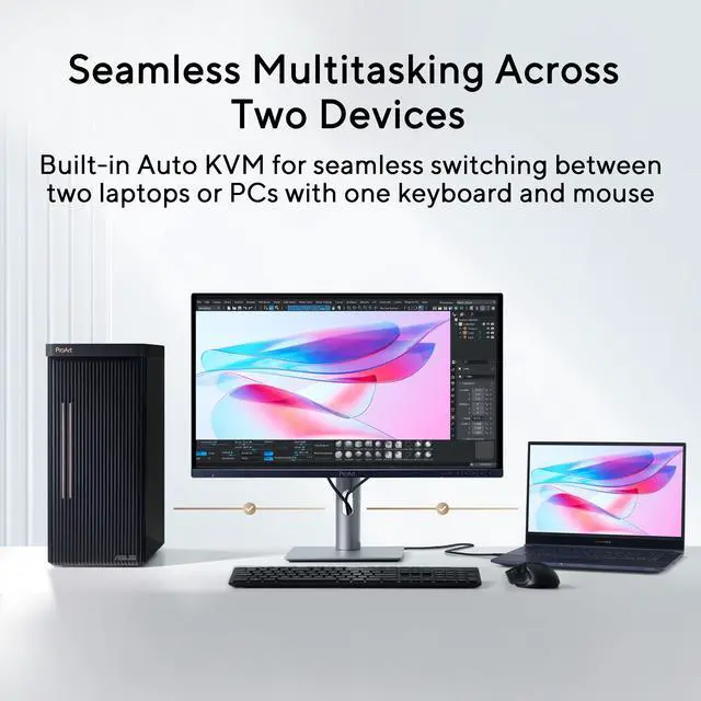 Alt view image 17 of 20 - ASUS ProArt Display 27" 4K OLED USB-C Professional Monitor (PA279CDV) - QD-OLED, 120Hz, HDR10, 99% DCI-P3, ?E < 1.5, Calman Verified, USB-C (96W PD), Auto KVM, Ergonomic Stand, Mac