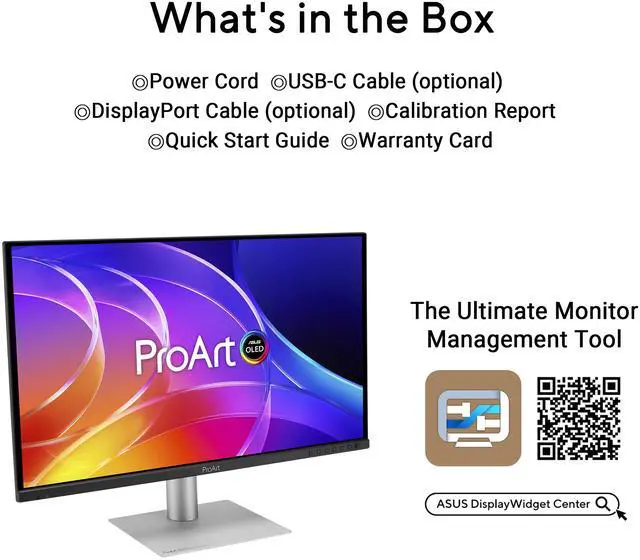 Alt view image 20 of 20 - ASUS ProArt Display 27" 4K OLED USB-C Professional Monitor (PA279CDV) - QD-OLED, 120Hz, HDR10, 99% DCI-P3, ?E < 1.5, Calman Verified, USB-C (96W PD), Auto KVM, Ergonomic Stand, Mac