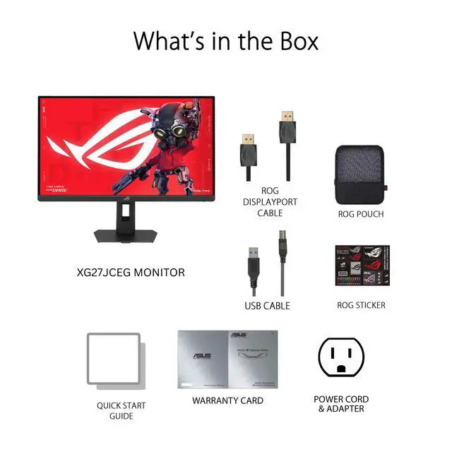 Alt view image 17 of 17 - ASUS ROG 27 Inch 5K HDR Fast IPS Gaming Monitor (XG27JCEG) - Dual mode 5K 80Hz or QHD 320Hz, Extreme Low Motion Blur Sync, USB-C (15W PD), G-SYNC Compatible, Tripod Socket, Aura Sync