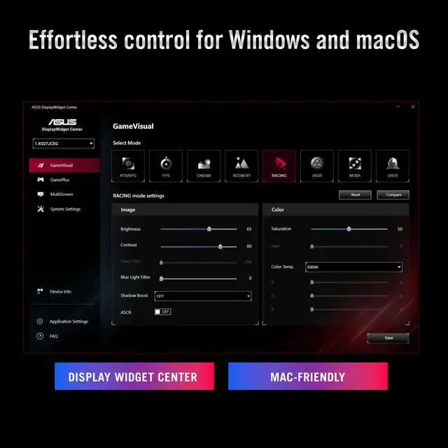 Alt view image 12 of 17 - ASUS ROG 27 Inch 5K HDR Fast IPS Gaming Monitor (XG27JCEG) - Dual mode 5K 80Hz or QHD 320Hz, Extreme Low Motion Blur Sync, USB-C (15W PD), G-SYNC Compatible, Tripod Socket, Aura Sync
