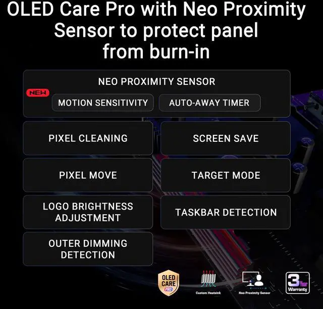 Alt view image 8 of 14 - ASUS ROG 27 Inch 4K 240Hz Tandem RGB OLED Gaming Monitor (PG27UCWM) - Dual Mode HD 480Hz, TrueBlack Glossy, Neo Proximity Sensor, 0.03ms, GaNFET technology, G-SYNC Compatible, DP2.1 for PS5 and Xbox